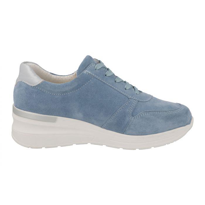 Women's Wide Fit DB Arabia Trainers in Sky Blue Suede - Image 1
