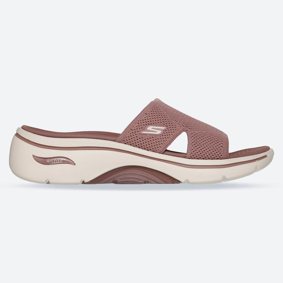 Women's Wide Fit Skechers 140865 Dakota Go Walk Arch Fit 2.0 Sandals in Brown - Image 1