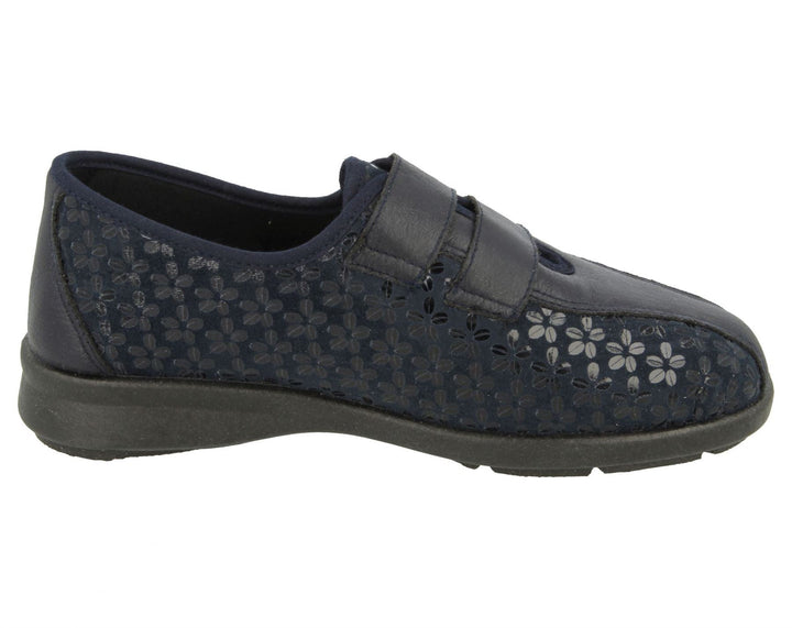Womens Wide Fit DB Azalea Shoes in Black Stretch - Image 1