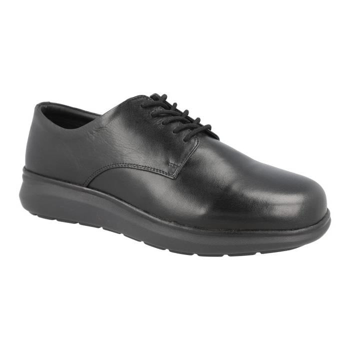 Men's Wide Fit DB Elvis Shoes in Black Leather - Image 1