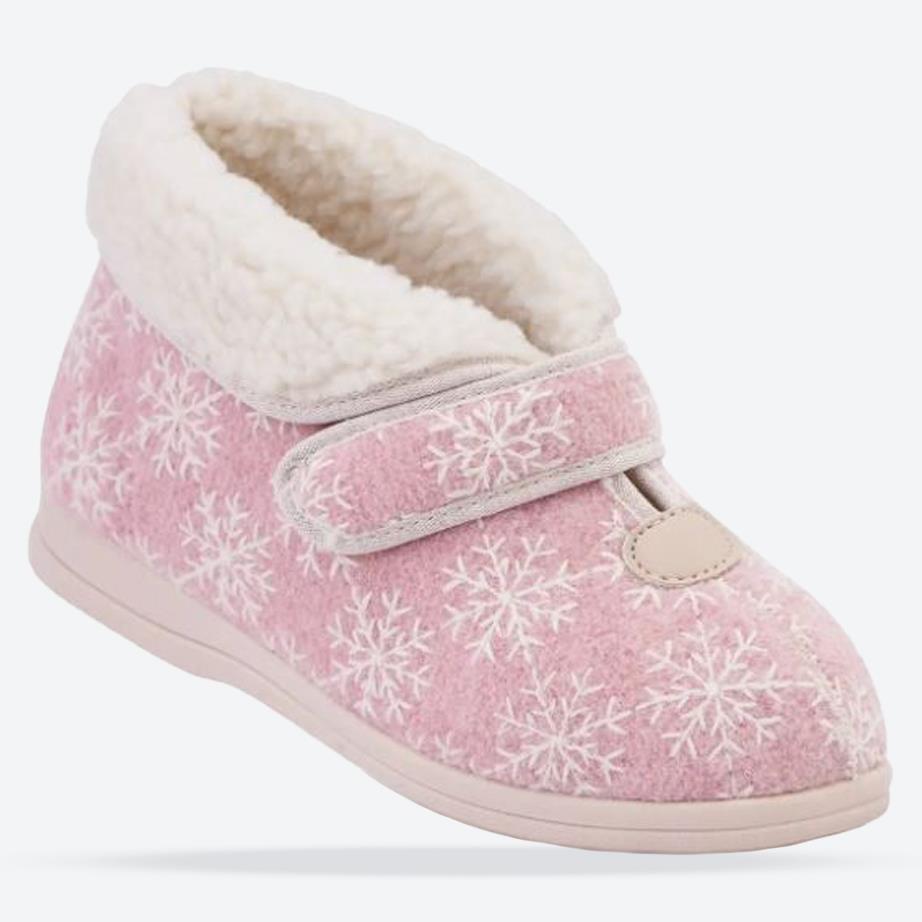 Women's Wide Fit Cosyfeet Dreamy Boots in Blush Snowflake - Image 1