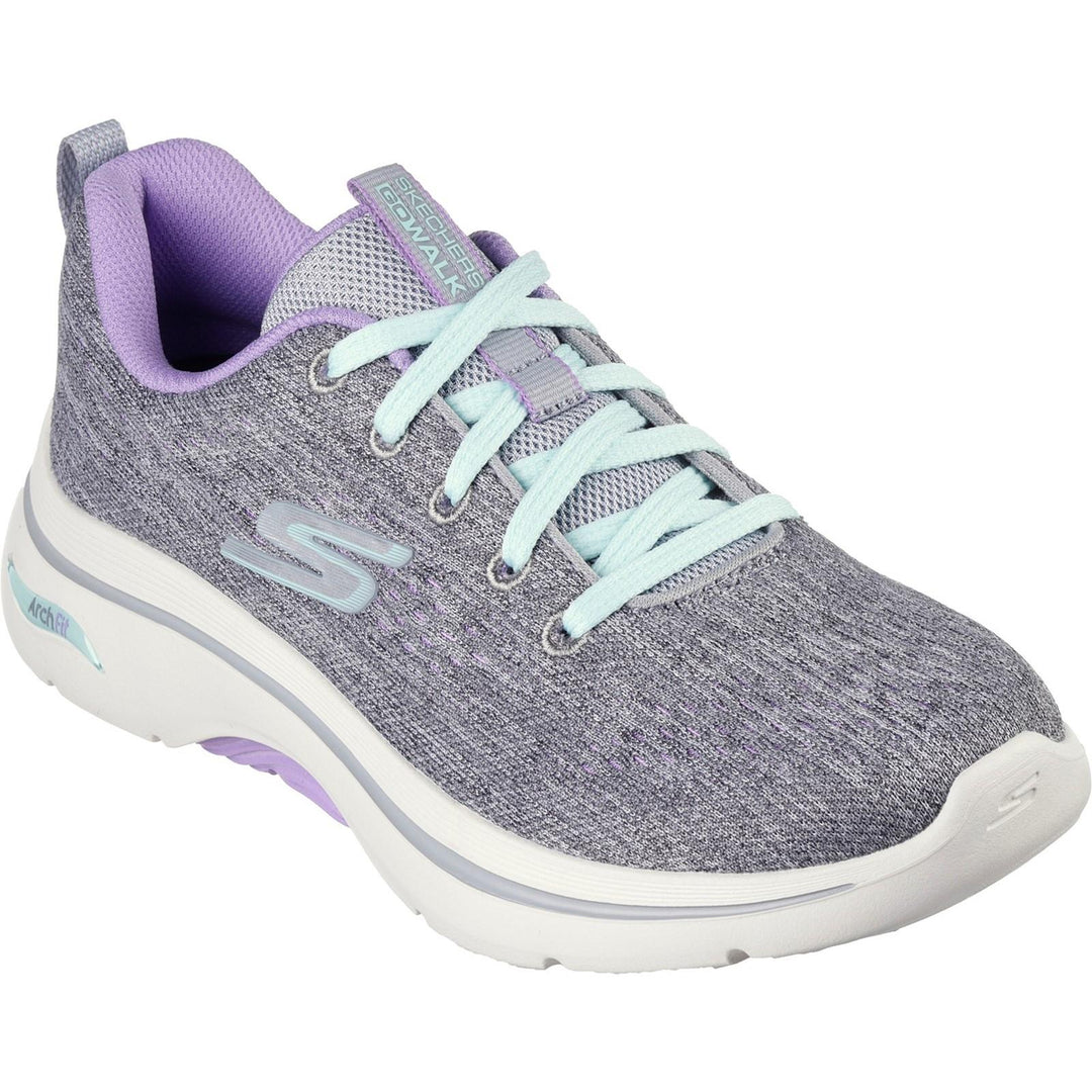 Women's Wide Fit Skechers 125311 Go Walk Arch Fit 2.0 Vivid Trainers in Grey/Lavender - Image 3