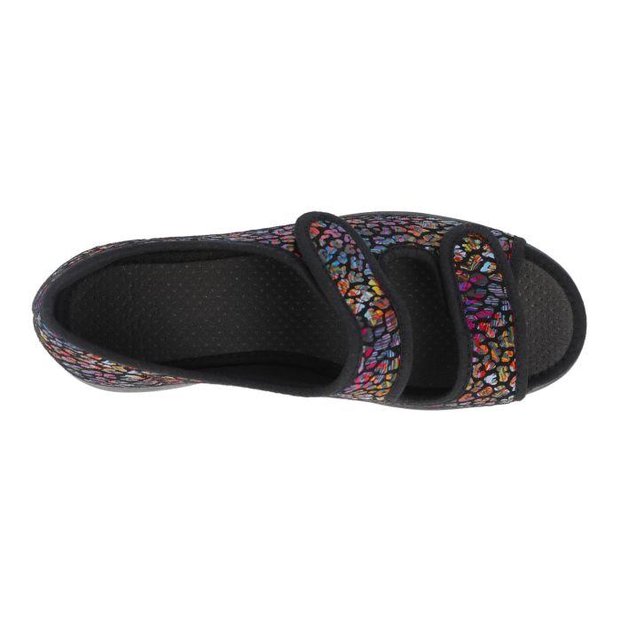 Women's Wide Fit DB Squirrel Slippers in Black Multi Stretch - Image 5