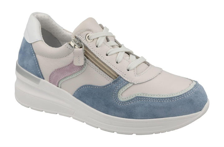 Women's Wide Fit DB Bat Trainers in White Multi - Image 1