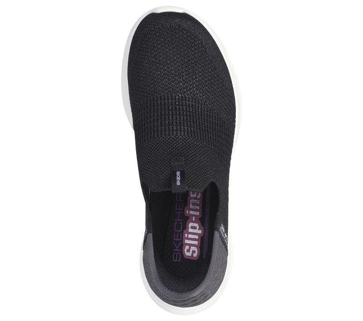 Women's Wide Fit Skechers 149709W Slip-ins Ultra Flex 3.0 Smooth Step Trainers in Black - Image 1
