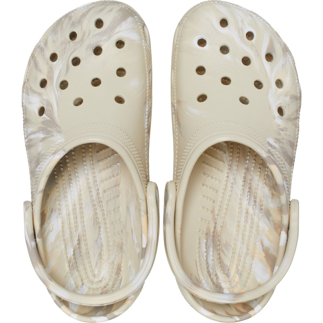 Women's Crocs 206867 Classic Marbled Clog Sandals in Bone/Multi - Image 6