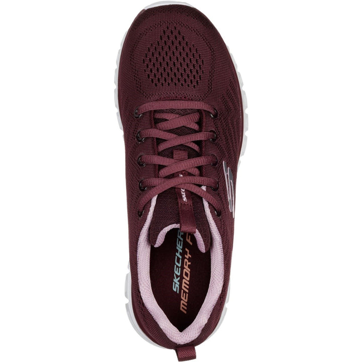 Women's Wide Fit Skechers 12615 Graceful Get Connected Sports Trainers - Wine in Wine - Image 1