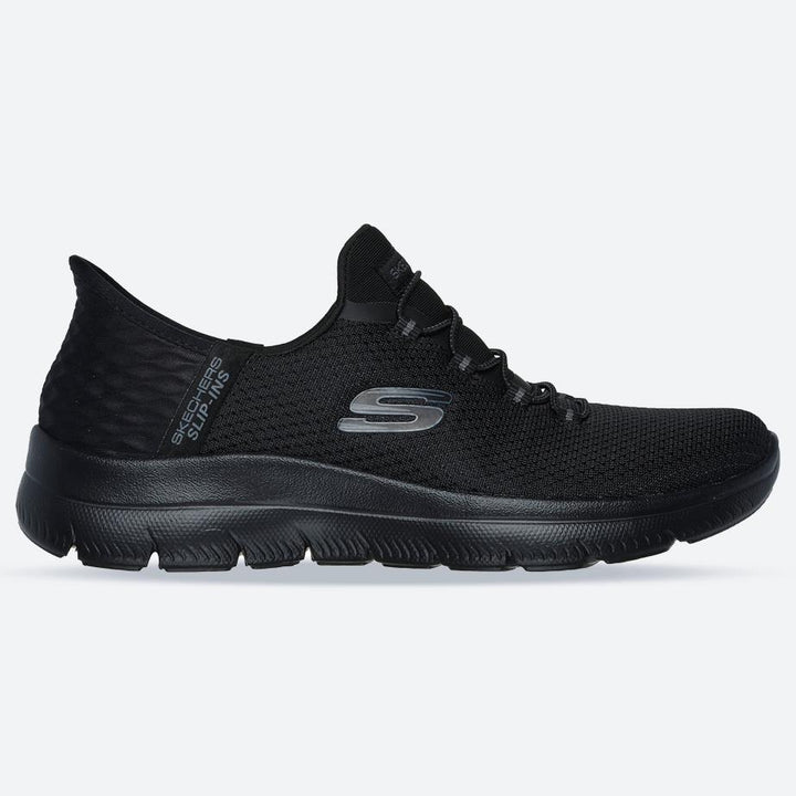 Women's Wide Fit Skechers 150123 Slip-ins Summits Diamond Dream Trainers - Black in Black - Image 1
