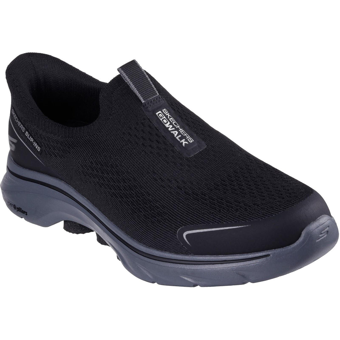 Men's Wide Fit Skechers 216553 Slip-ins Go Walk 7 Easy On Evolution Trainers in Black/Charcoal - Image 3