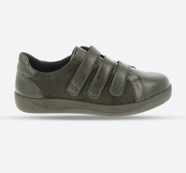 Womens Wide Fit DB Rosalind Shoes in Black Leather - Image 1
