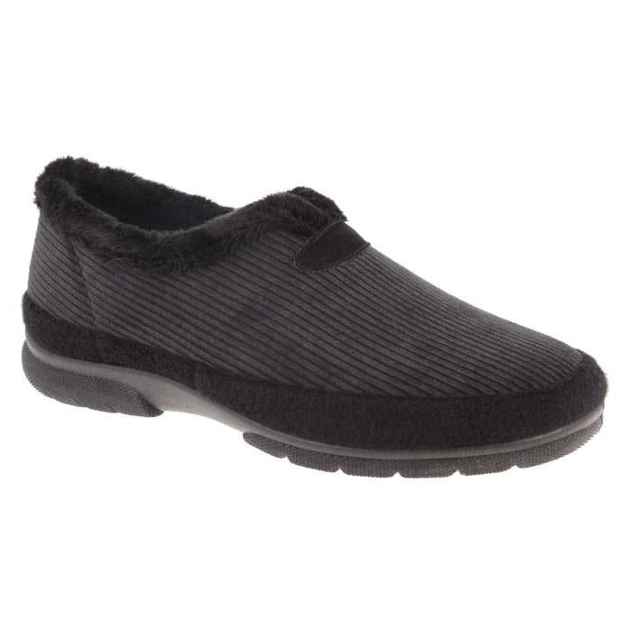 Men's Wide Fit DB Kelvin Slippers in Black Textile - Image 1