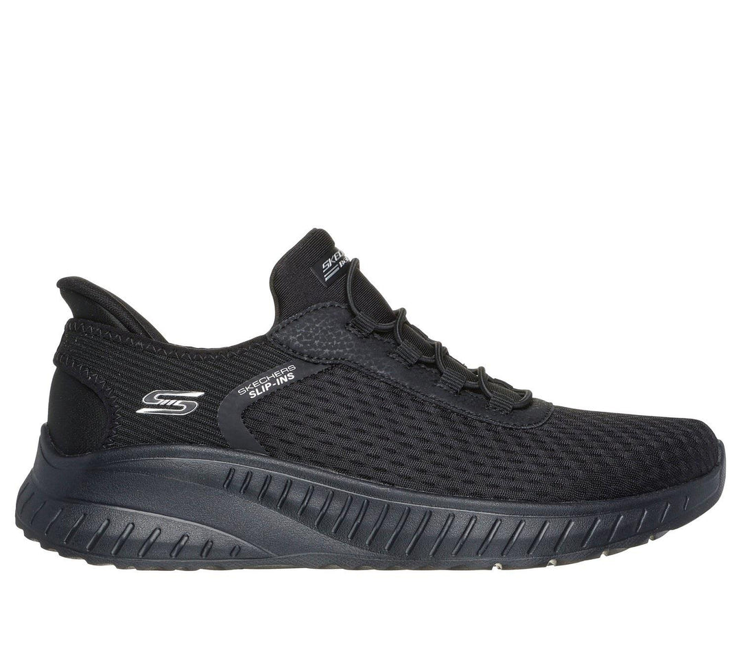 Women's Wide Fit Skechers 117504 Slip-ins Bobs Sport Squad Chaos In Color Trainers in Black - Image 2
