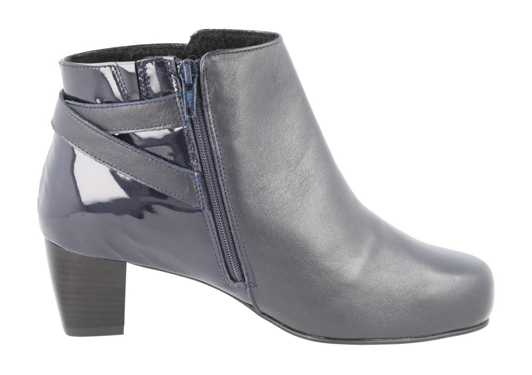 Women's Wide Fit DB Belmont Boots in Black lea / patent - Image 6