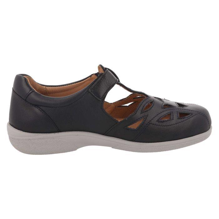 Women's Wide Fit DB Ayla Shoes in Navy Leather - Image 4