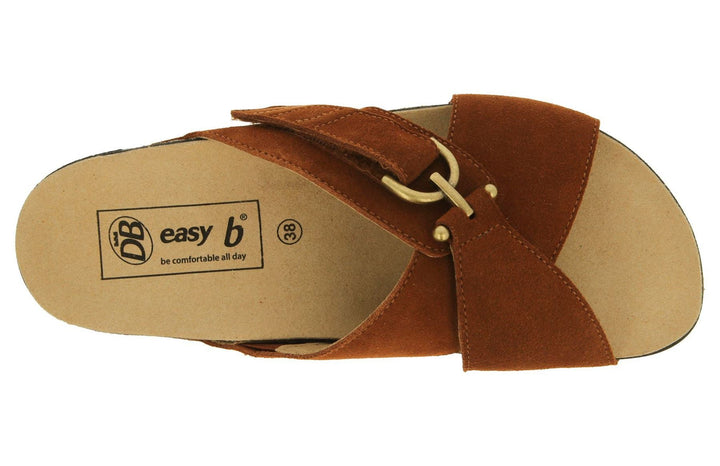 Womens Wide Fit DB Raja Sandals in Tan Suede - Image 1