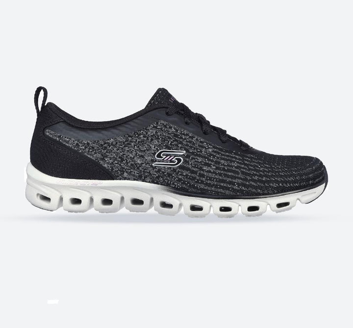 Women's Wide Fit Skechers 104325 Glide-Step Head Start Trainers - Black in Black - Image 1