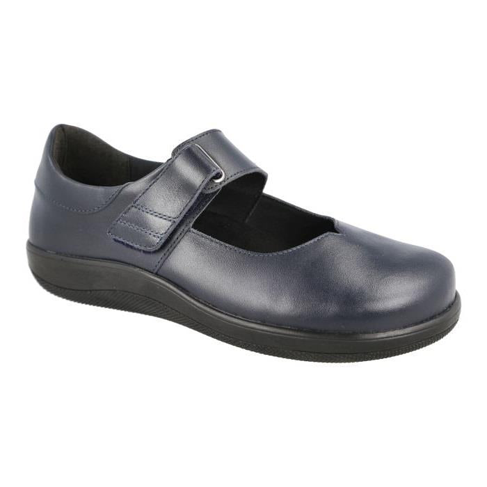 Women's Wide Fit DB Vista Shoes in Black Leather - Image 1