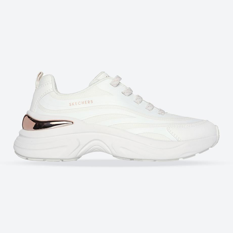 Women's Wide Fit Skechers 177575 Hazel Step N Flow Trainers in White - Image 1