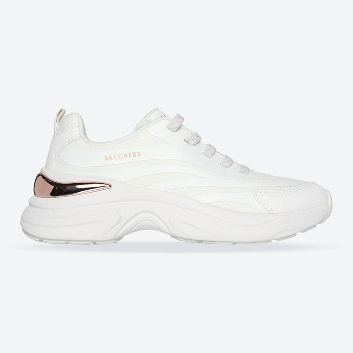 Women's Wide Fit Skechers 177575 Hazel Step N Flow Trainers in White - Image 1