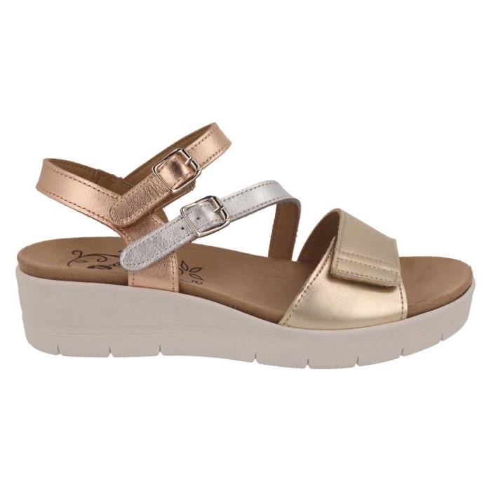 Women's Wide Fit DB Honor Sandals in Gold / Bronze / Silver Leather - Image 7