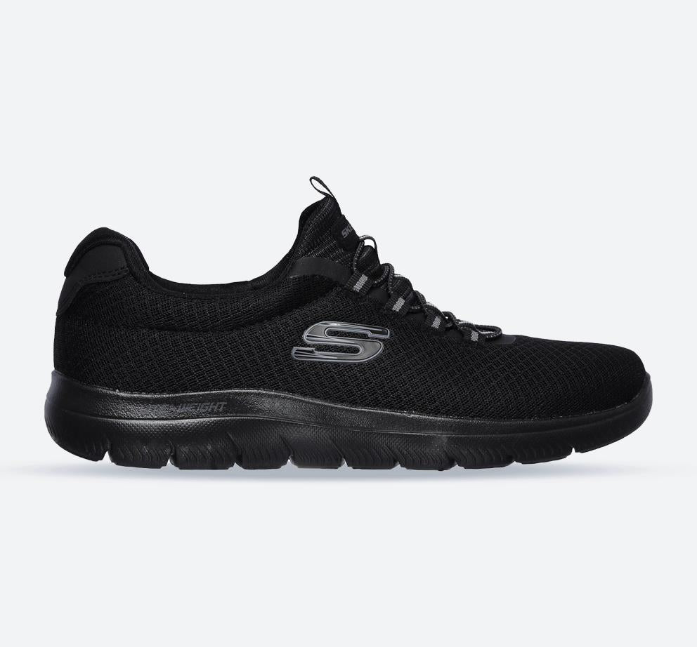 Men's Wide Fit Skechers 52811 Summits Slip On Sports Trainers - Black in Black - Image 1