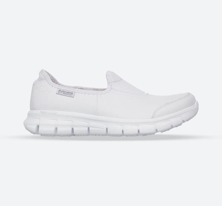 Women's Wide Fit Skechers 76536EC Work Relaxed Fit Sure Track Shoes in White - Image 1