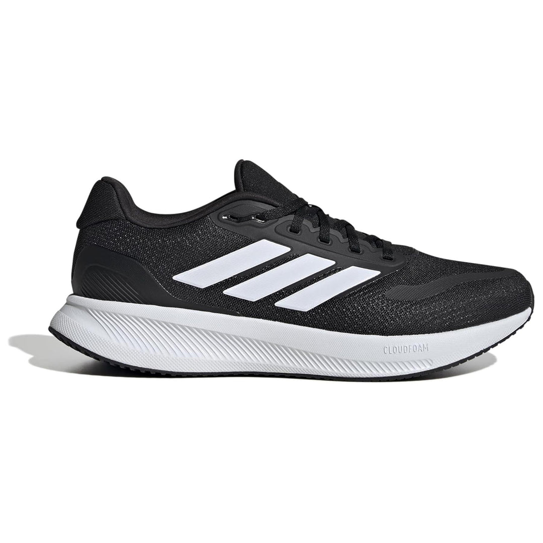 Men's Wide Fit Adidas Runfalcon 5 Walking/Running Trainers in Black/White - Image 2