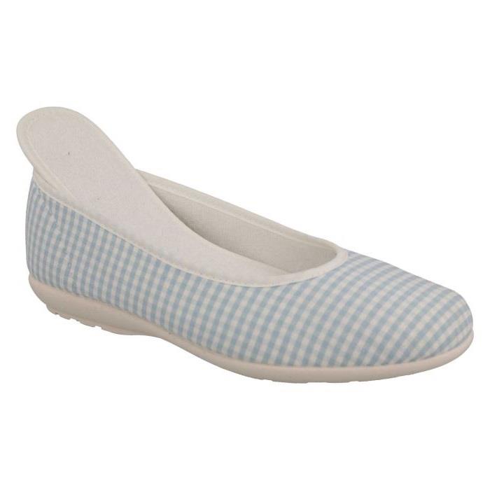 Women's Wide Fit DB Anenome Canvas Pumps in Blue Gingham Canvas - Image 6