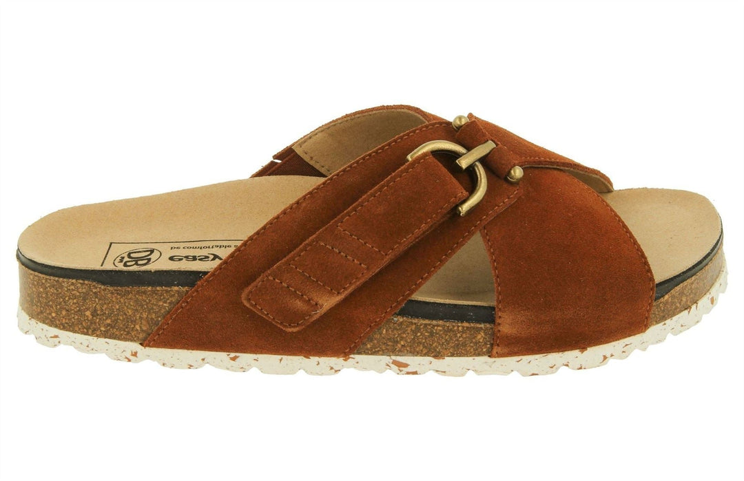 Womens Wide Fit DB Raja Sandals in Tan Suede - Image 7