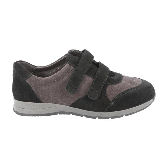 Women's Wide Fit DB Stonechat Trainers in Black / Charcoal Suede - Image 2