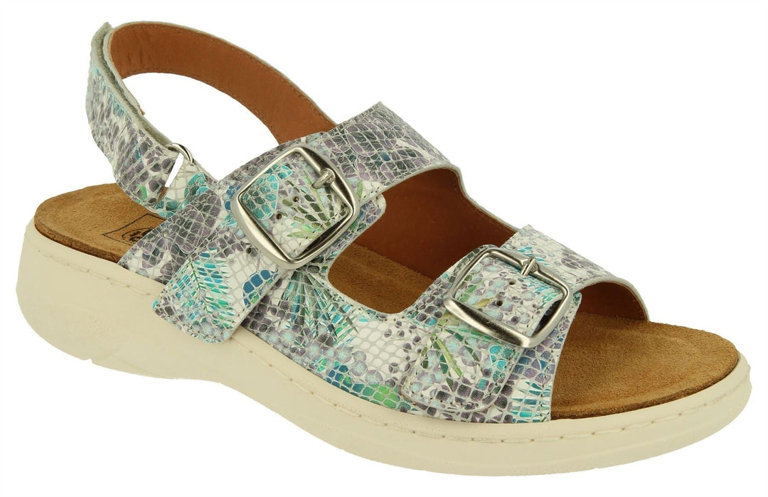 Womens Wide Fit DB Scarlett Sandals in Aqua Blue Leather - Image 3