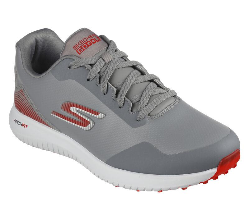 Men's Wide Fit Skechers 214028 Max 2 Golf Trainers in Grey/Red - Image 3