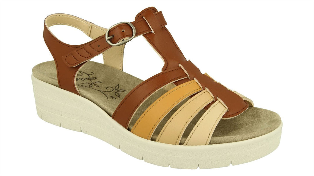Womens Wide Fit DB Pochard Sandals in Red Multi Synthetic - Image 13