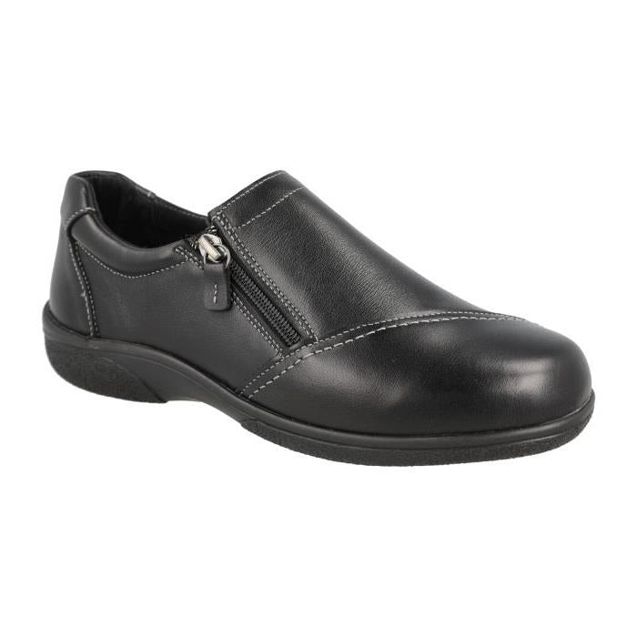 Women's Wide Fit DB Haven Shoes in Black Leather - Image 1