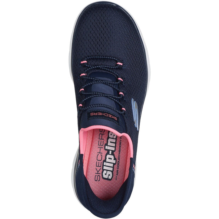 Women's Wide Fit Skechers 150123 Slip-ins Summits Diamond Dream Trainer in Navy/Pink - Image 1