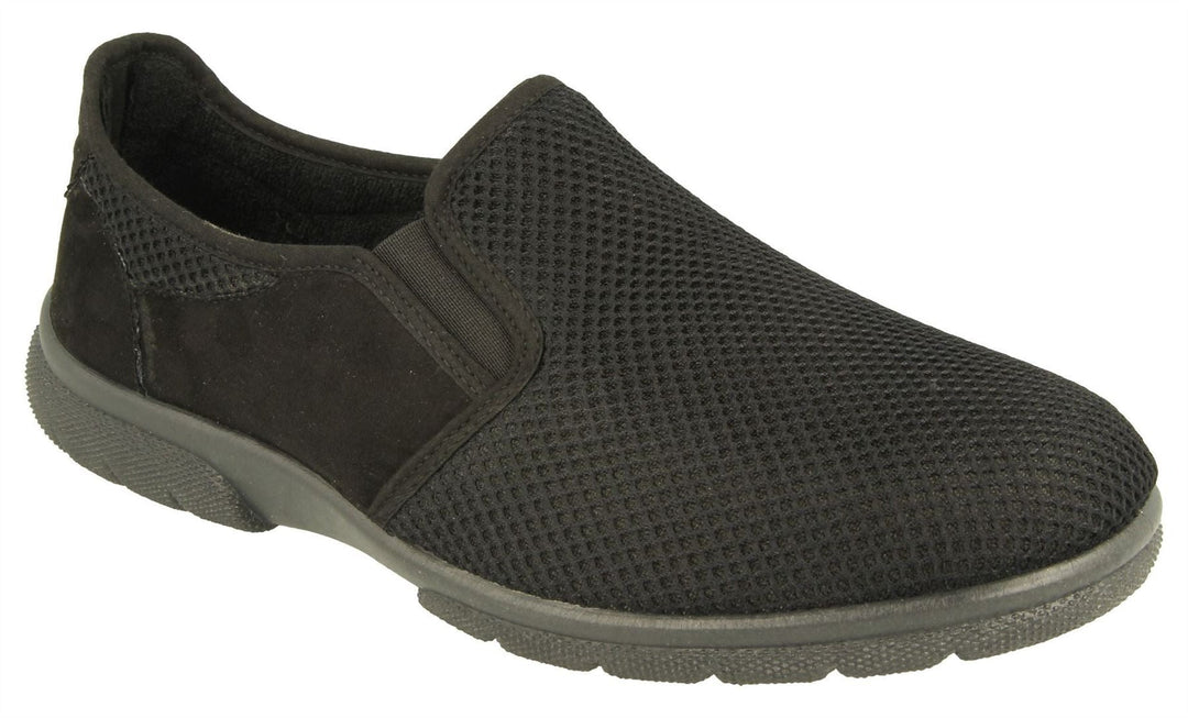 Men's Wide Fit DB Cairo Shoes in Black Textile - Image 3