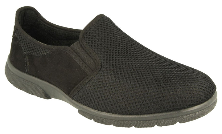 Men's Wide Fit DB Cairo Shoes in Black Textile - Image 1