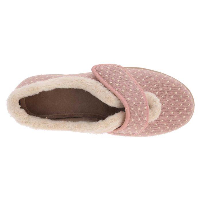 Women's Wide Fit DB Snowdrop Slippers in Rose Star Stitched Textile - Image 10