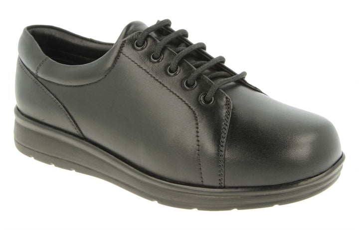 Womens Wide Fit DB Bracken Shoes in Black Leather - Image 1