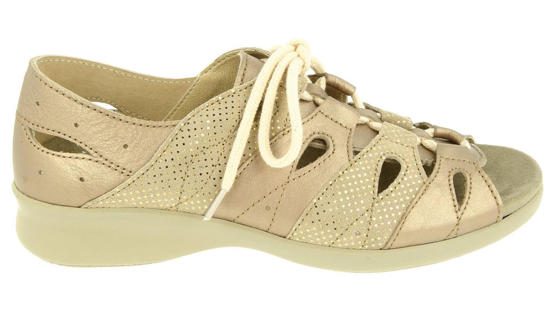Women's Wide Fit DB Ocean Sandals in Gold Lea / Nubuck - Image 2