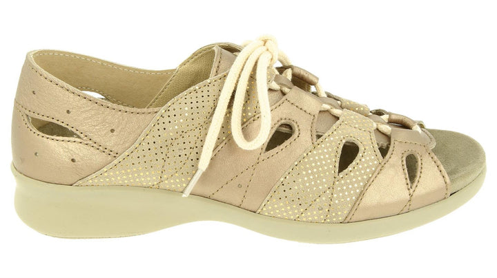 Women's Wide Fit DB Ocean Sandals in Gold Lea / Nubuck - Image 1