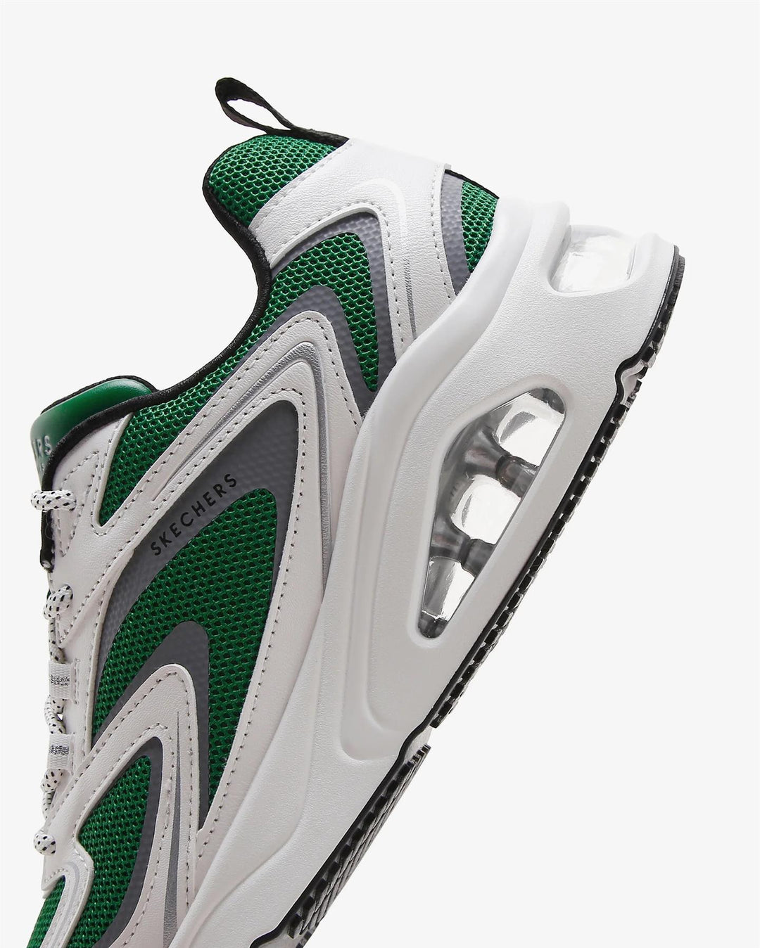 Women's Wide Fit Skechers 177424 Tres Air Uno Street Fl Air Trainers - White/Green in White/Green - Image 7