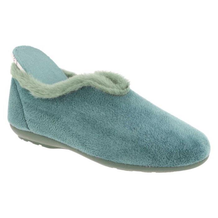 Women's Wide Fit DB Faye Slip on Slippers in Red Velour - Image 16