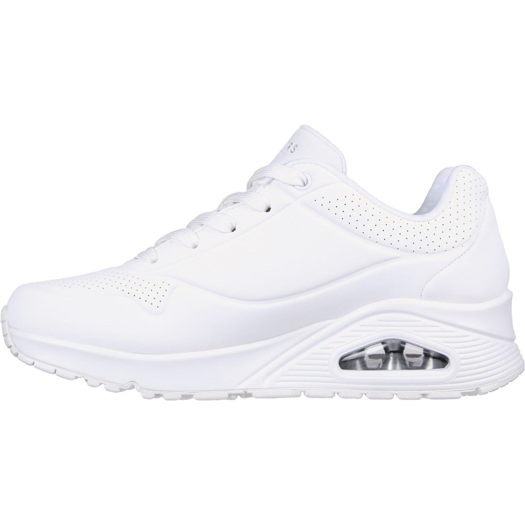 Women's Wide Fit Skechers 73690 Uno Stand On Air Sports Trainers in White - Image 4