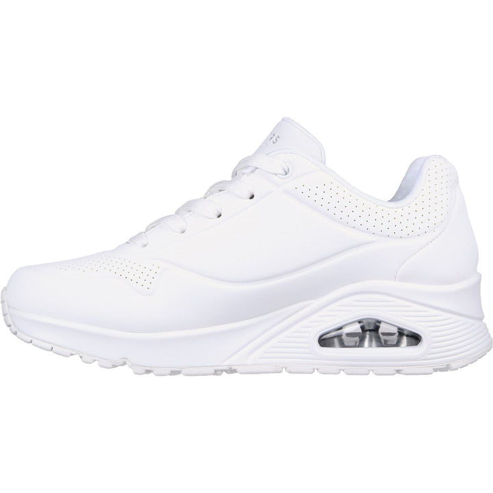 Women's Wide Fit Skechers 73690 Uno Stand On Air Sports Trainers in White - Image 1