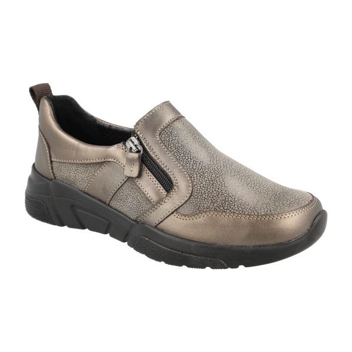 Women's Wide Fit DB Worth Shoes in Black Lea / Stretch Textile - Image 15