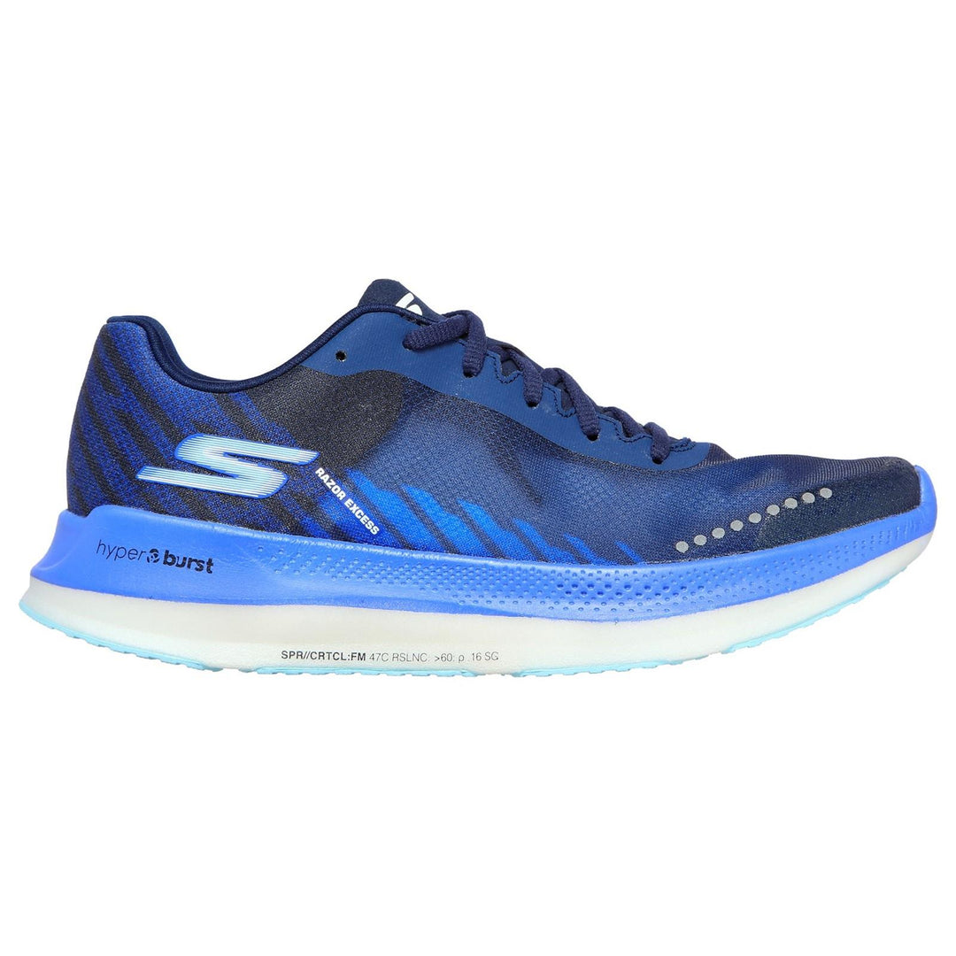 Women's Wide Fit Skechers 172004 Go Run Razor Excess Sports Trainer in Black/Blue - Image 2