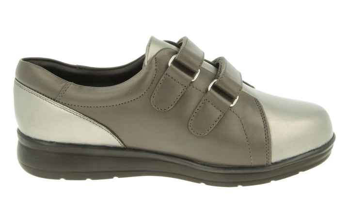 Womens Wide Fit DB Norwich Shoes in Black Leather - Image 1
