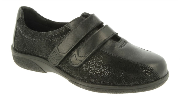 Womens Wide Fit DB Europe Shoes in Black - Image 1