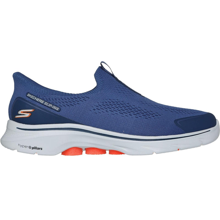 Men's Wide Fit Skechers 216553 Slip-ins Go Walk 7 Easy On Evolution Trainers in Black/Charcoal - Image 1